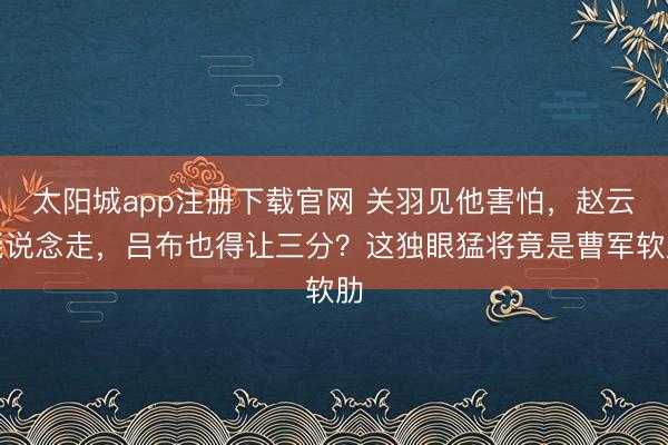 太阳城app注册下载官网 关羽见他害怕，赵云绕说念走，吕布也得让三分？这独眼猛将竟是曹军软肋